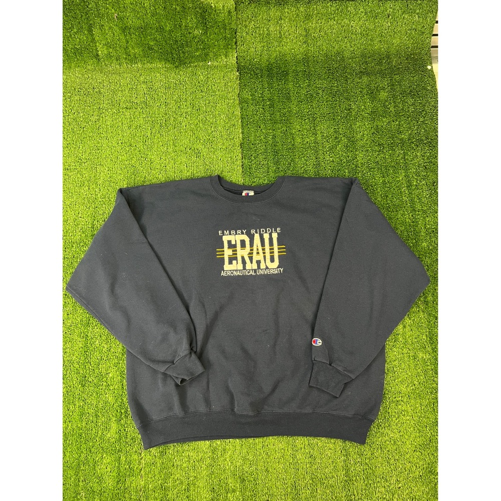 Vintage Champion Embry Riddle Aeronautical University ERAU Sweatshirt Navy XL